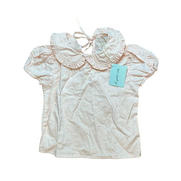 NWT Le Petite Elle Pale Pink Eyelet Top 6y - Picture 1 of 7